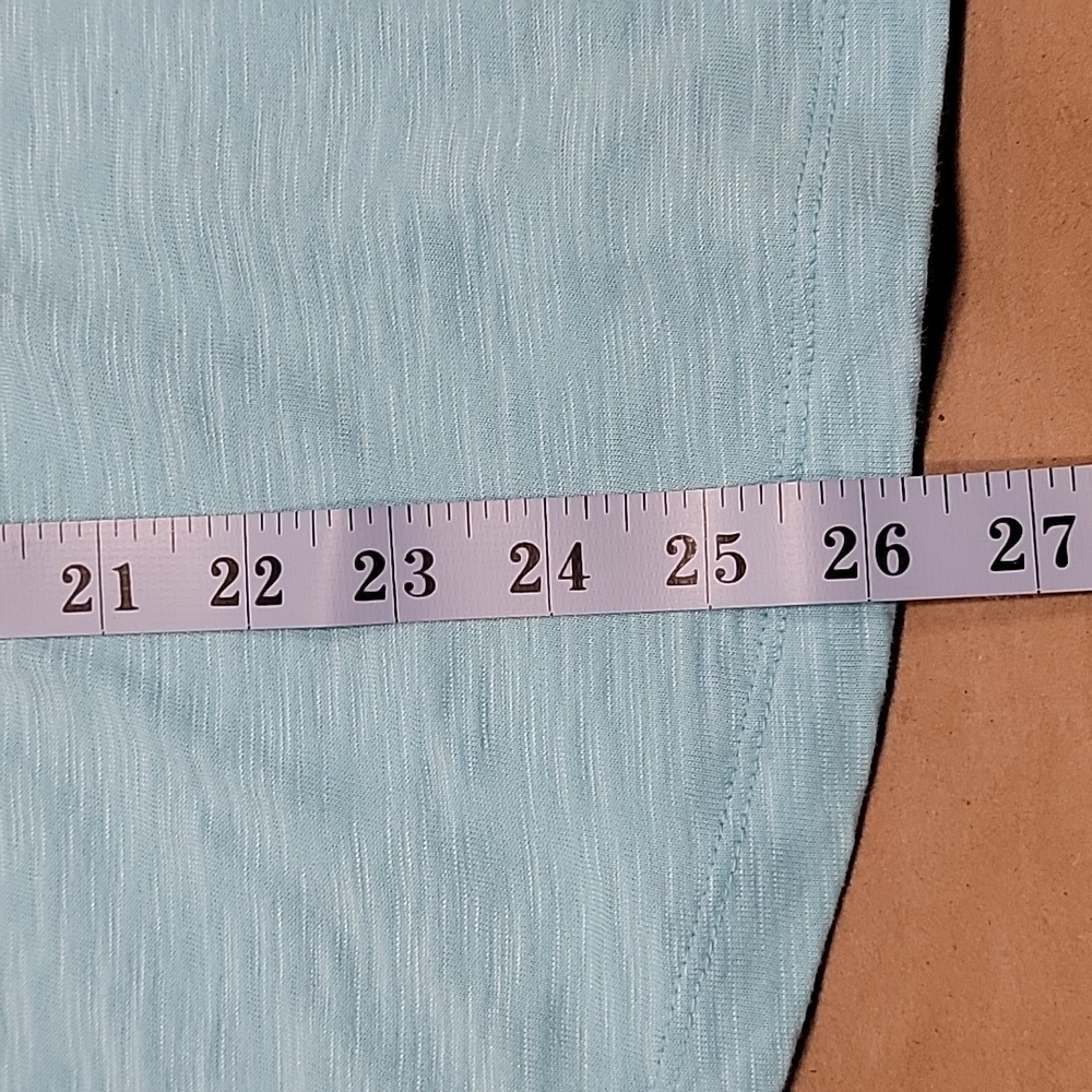 Chico's Size 0 (S) Light Blue "The Ultimate Tee" Roll Tab Half Sleeve, EUC - Picture 7 of 9